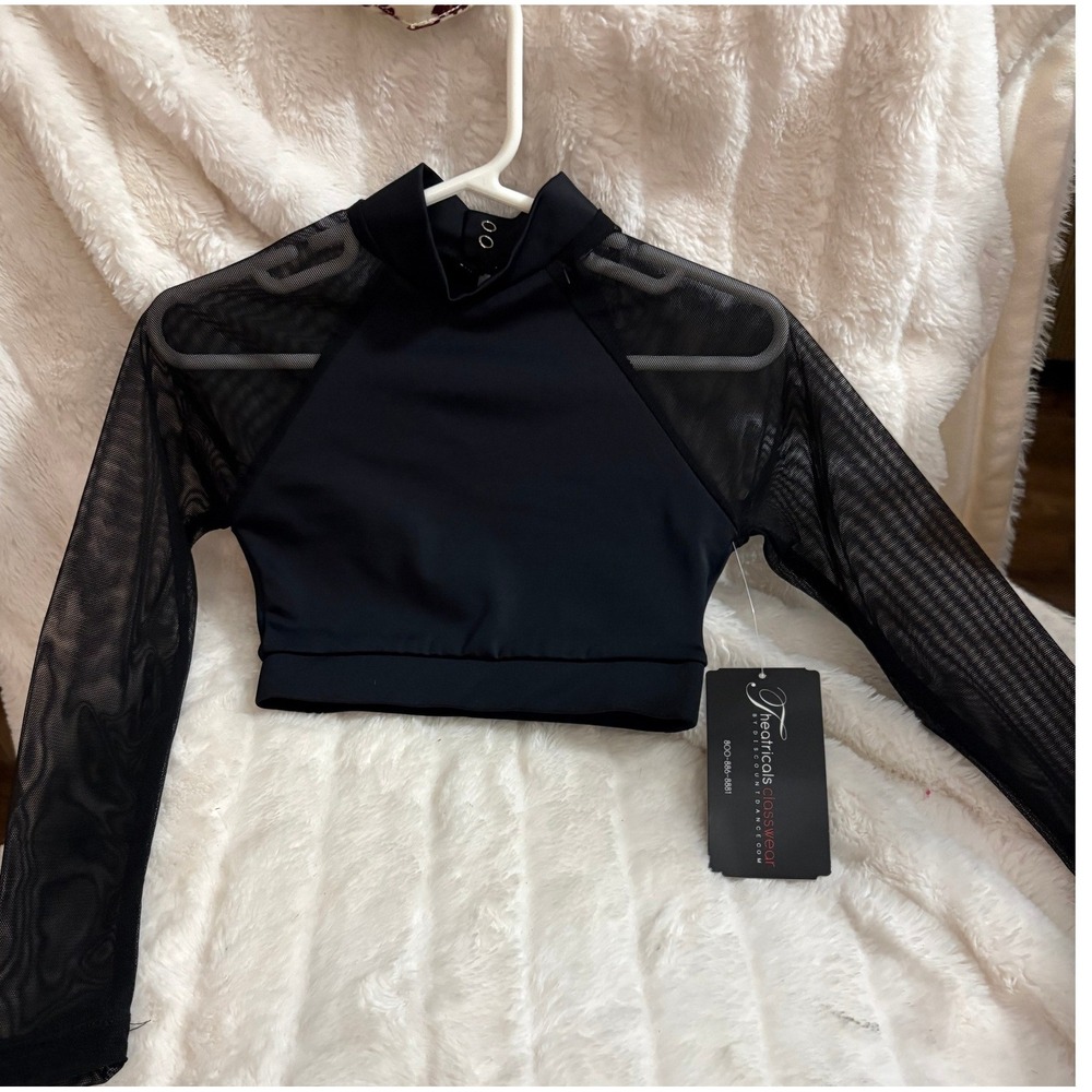 Theatricals Classwear Black Mesh Long Sleeve Crop Top Kids Size SC TH5604C